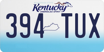 KY license plate 394TUX
