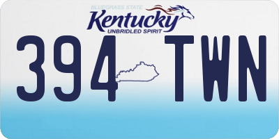 KY license plate 394TWN