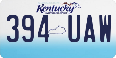KY license plate 394UAW