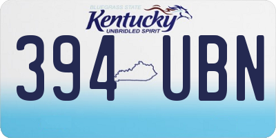 KY license plate 394UBN
