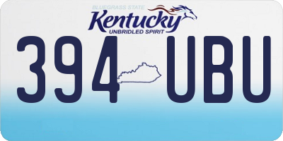 KY license plate 394UBU