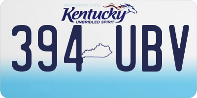 KY license plate 394UBV