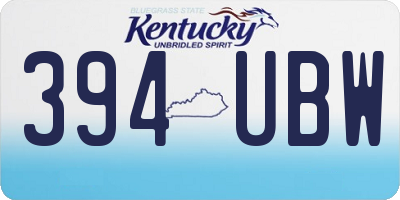 KY license plate 394UBW