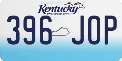 KY license plate 396JOP