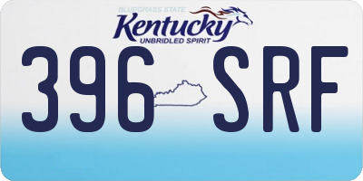 KY license plate 396SRF