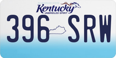 KY license plate 396SRW