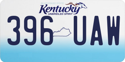 KY license plate 396UAW