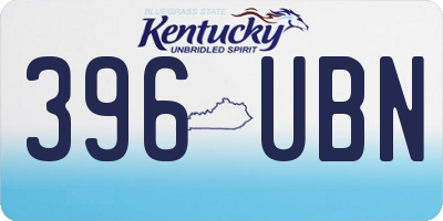 KY license plate 396UBN
