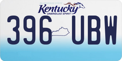 KY license plate 396UBW