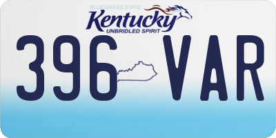 KY license plate 396VAR