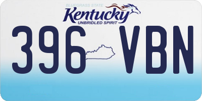 KY license plate 396VBN