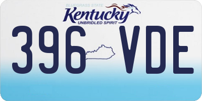 KY license plate 396VDE