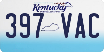 KY license plate 397VAC