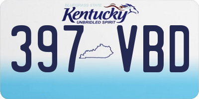 KY license plate 397VBD