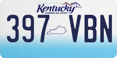 KY license plate 397VBN