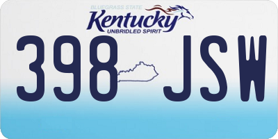 KY license plate 398JSW