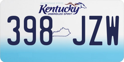 KY license plate 398JZW
