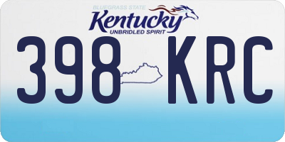 KY license plate 398KRC