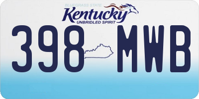 KY license plate 398MWB