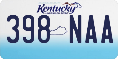 KY license plate 398NAA