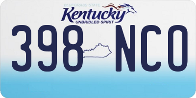 KY license plate 398NCO