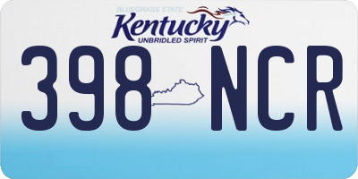 KY license plate 398NCR