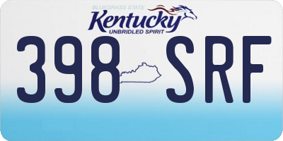 KY license plate 398SRF