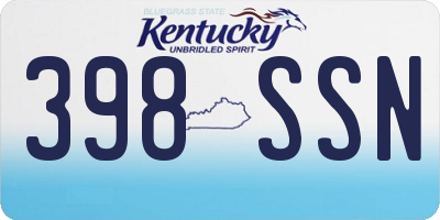 KY license plate 398SSN