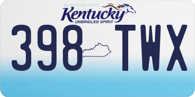 KY license plate 398TWX
