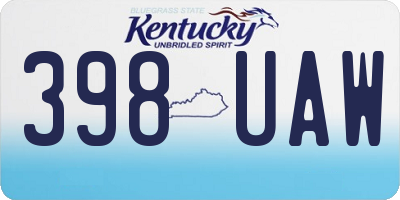 KY license plate 398UAW