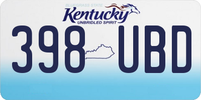 KY license plate 398UBD