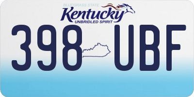 KY license plate 398UBF