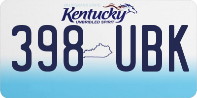 KY license plate 398UBK