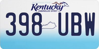 KY license plate 398UBW