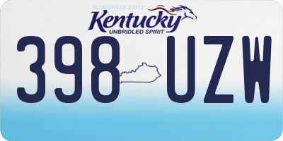 KY license plate 398UZW