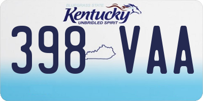 KY license plate 398VAA