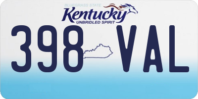 KY license plate 398VAL
