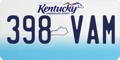 KY license plate 398VAM