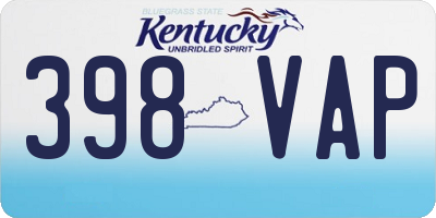 KY license plate 398VAP