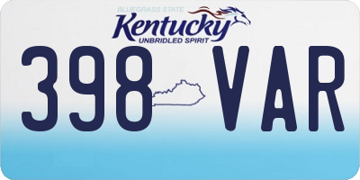 KY license plate 398VAR