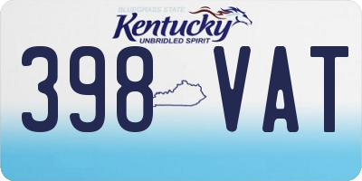 KY license plate 398VAT