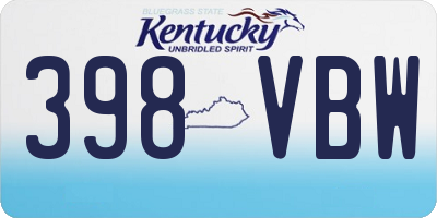 KY license plate 398VBW