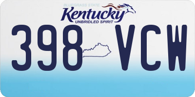 KY license plate 398VCW