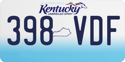 KY license plate 398VDF
