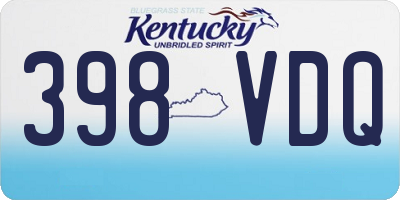 KY license plate 398VDQ
