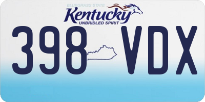 KY license plate 398VDX