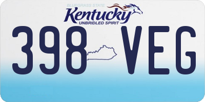 KY license plate 398VEG