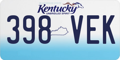 KY license plate 398VEK