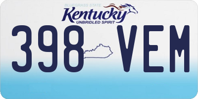KY license plate 398VEM