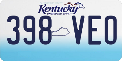 KY license plate 398VEO
